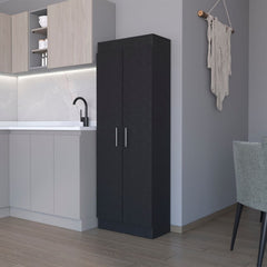 Sleek Black Clinton Pantry Cabinet – Compact Kitchen Storage