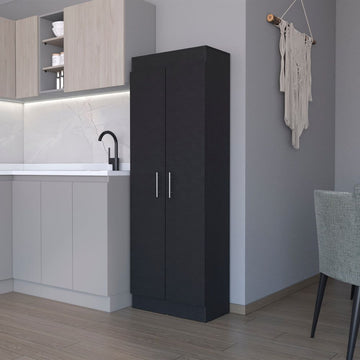 Sleek Black Clinton Pantry Cabinet – Compact Kitchen Storage
