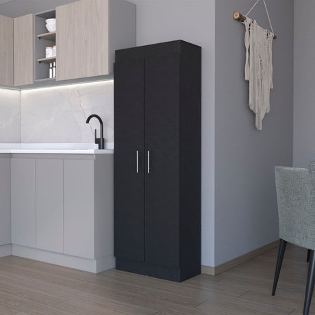 Sleek Black Clinton Pantry Cabinet – Compact Kitchen Storage