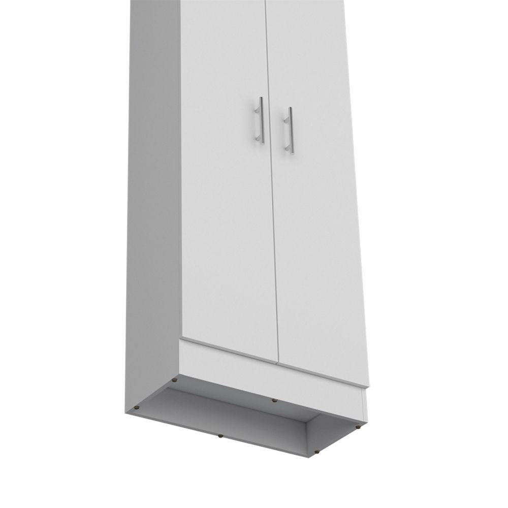 White Kitchen Pantry Cabinet with Two Doors and Shelves