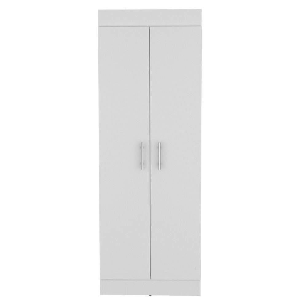 White Kitchen Pantry Cabinet with Two Doors and Shelves