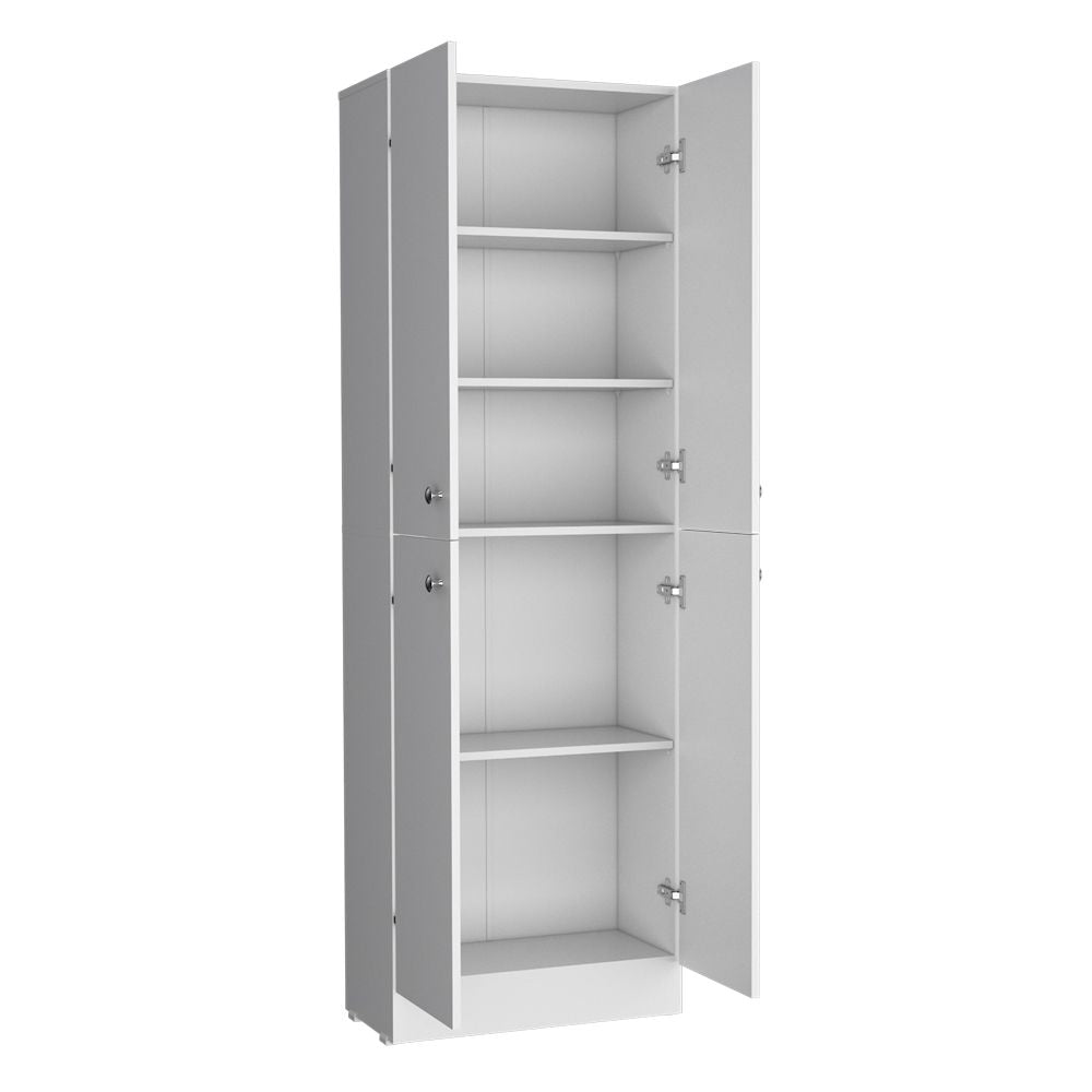 Spacious Pantry Cabinet with Four Doors and Multiple Shelves