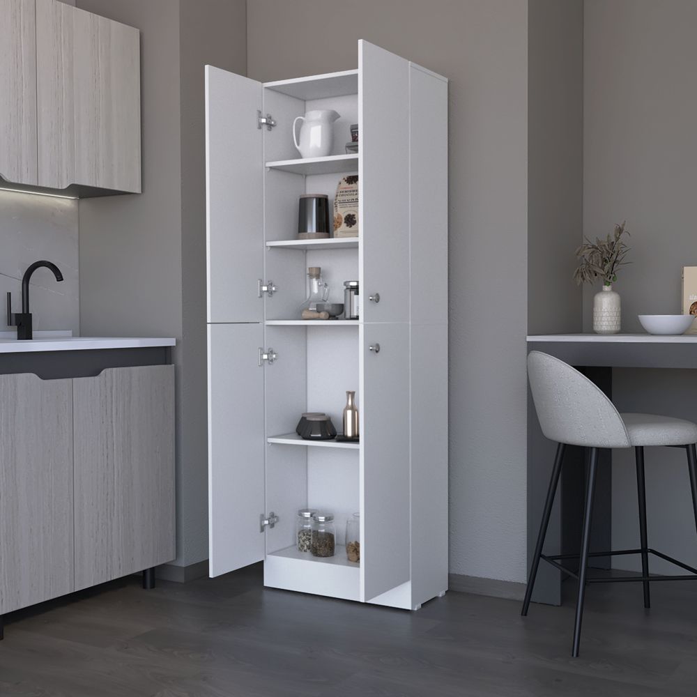 Spacious Pantry Cabinet with Four Doors and Multiple Shelves