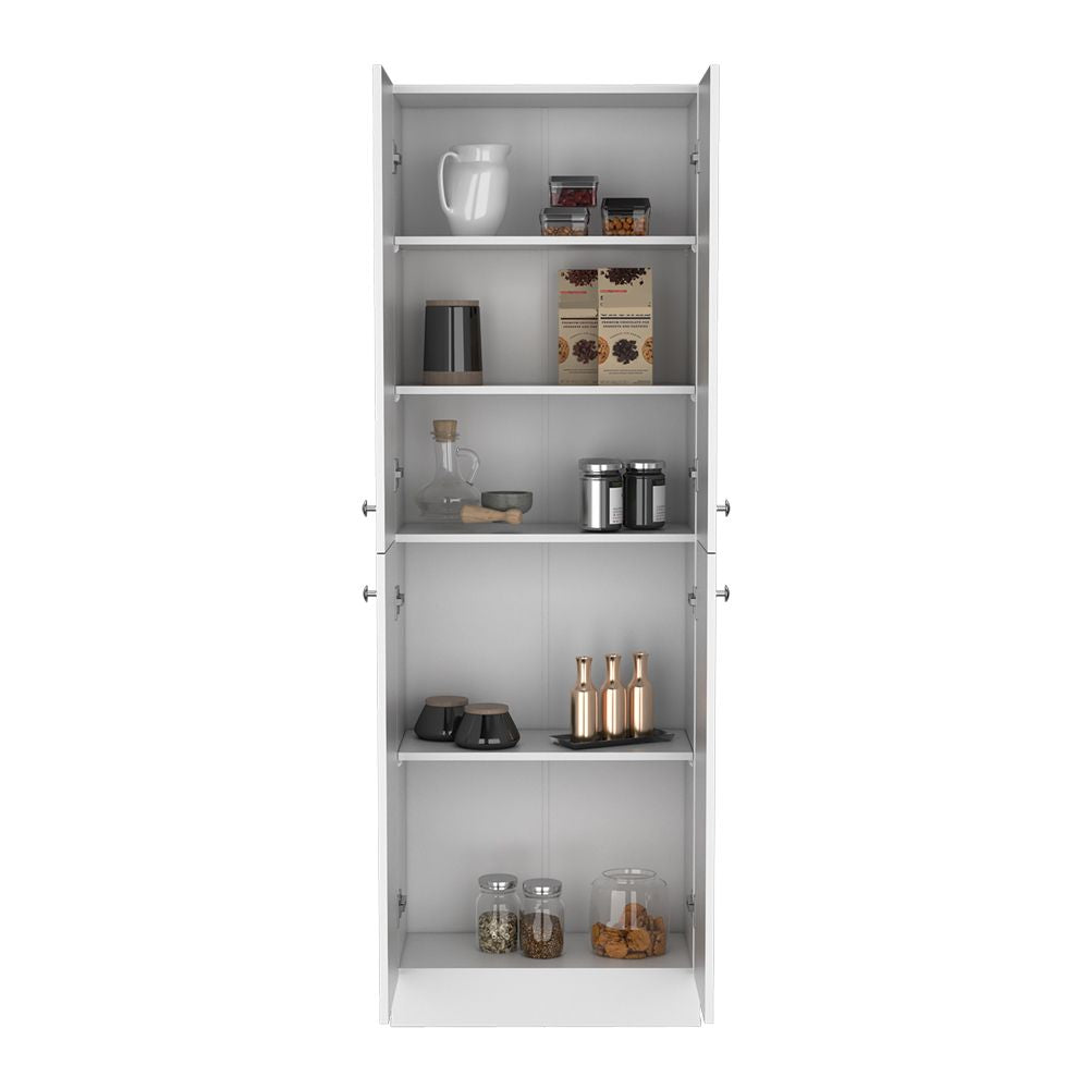 Spacious Pantry Cabinet with Four Doors and Multiple Shelves
