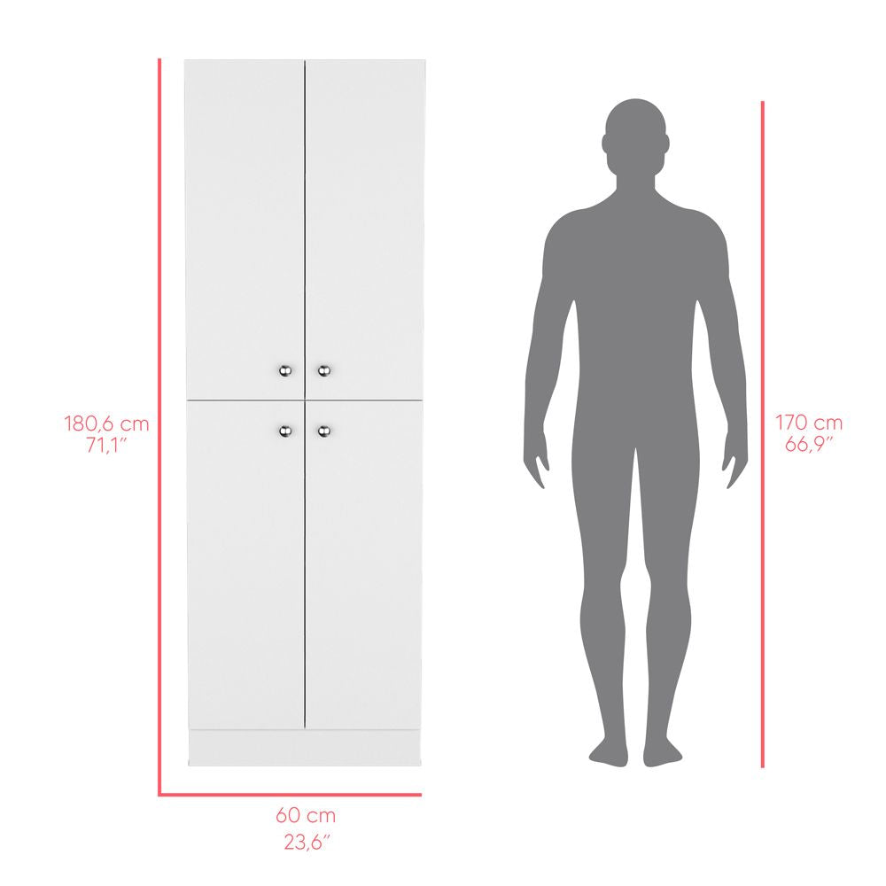 Spacious Pantry Cabinet with Four Doors and Multiple Shelves