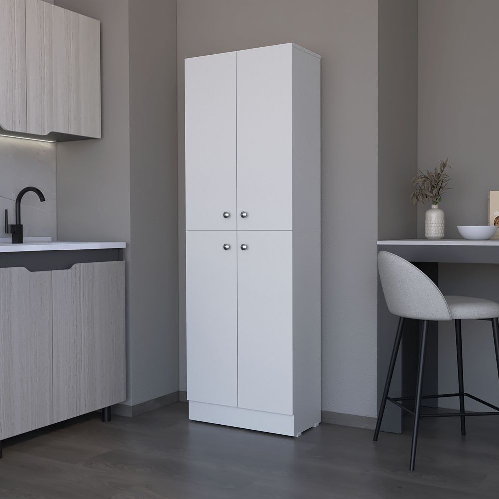 Spacious Pantry Cabinet with Four Doors and Multiple Shelves
