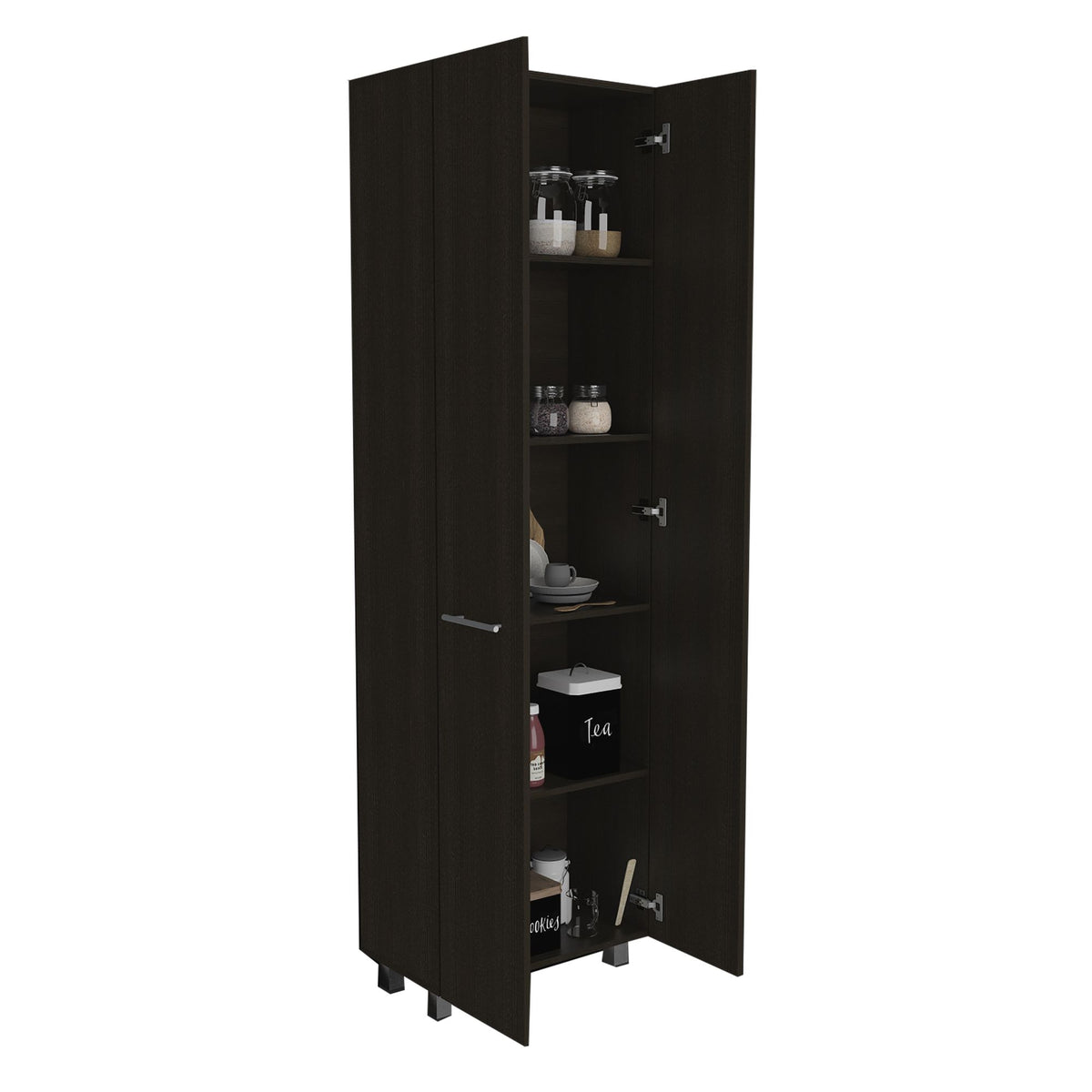 Five-Shelf Pantry Cabinet with Minimalist Design