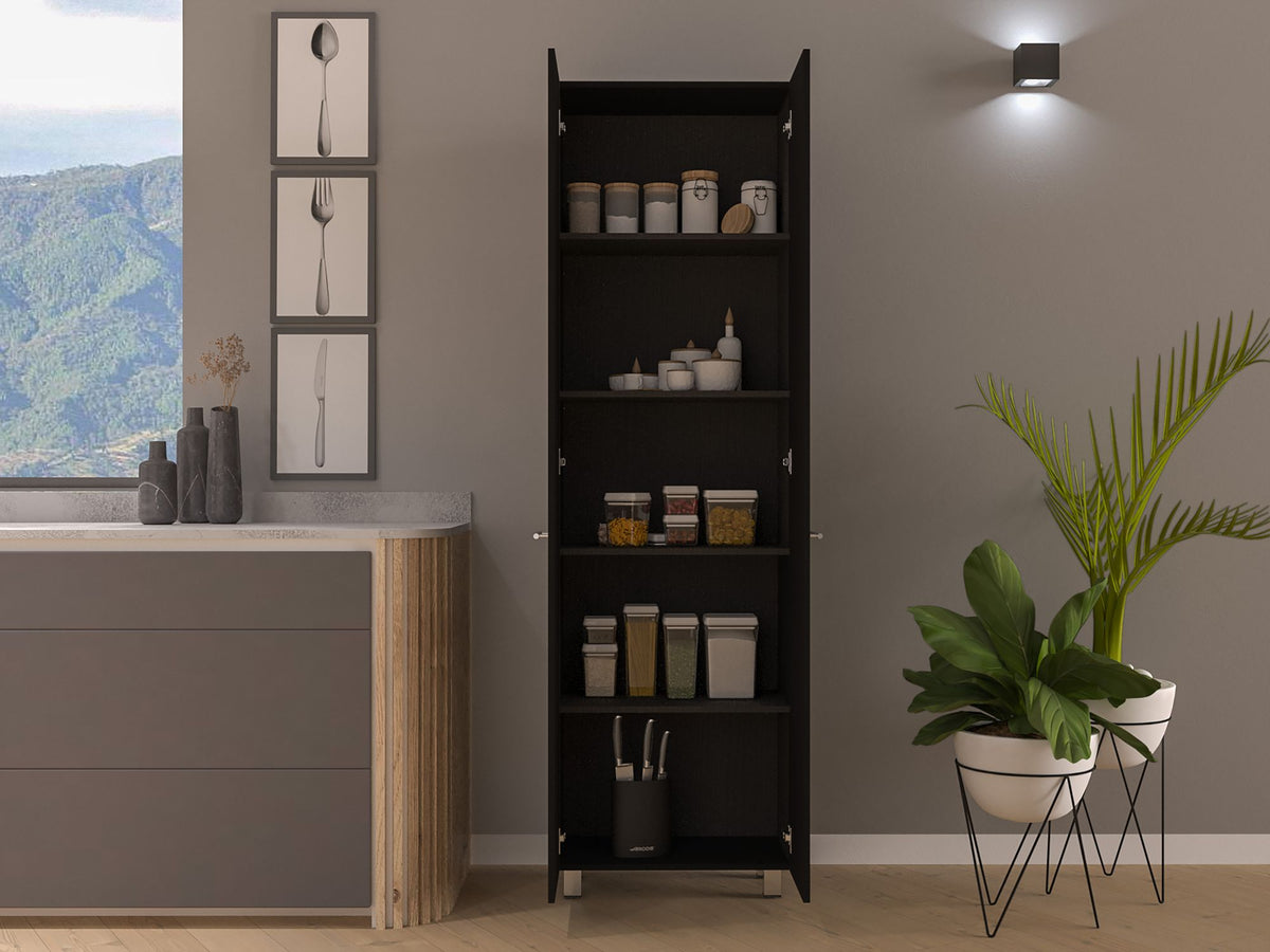 Five-Shelf Pantry Cabinet with Minimalist Design