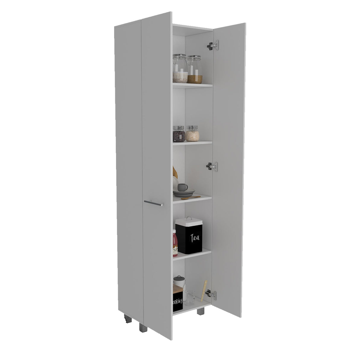 Five-Shelf Pantry Cabinet with Minimalist Design