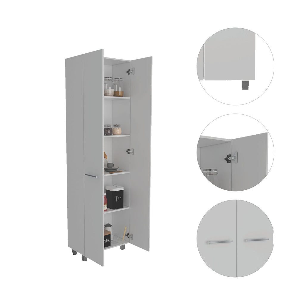 Five-Shelf Pantry Cabinet with Minimalist Design