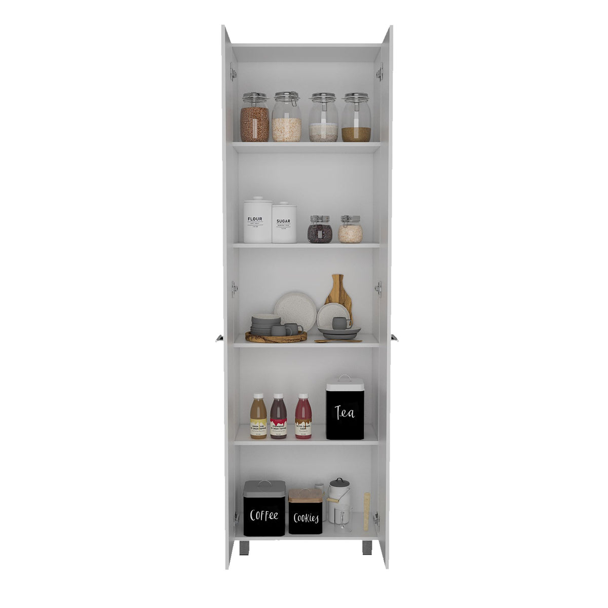 Five-Shelf Pantry Cabinet with Minimalist Design