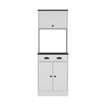 Space-Efficient Pantry Cabinet with Microwave Shelf and Ample Storage