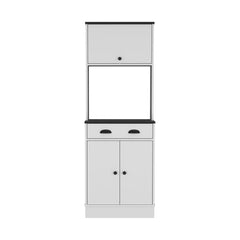 Space-Efficient Pantry Cabinet with Microwave Shelf and Ample Storage