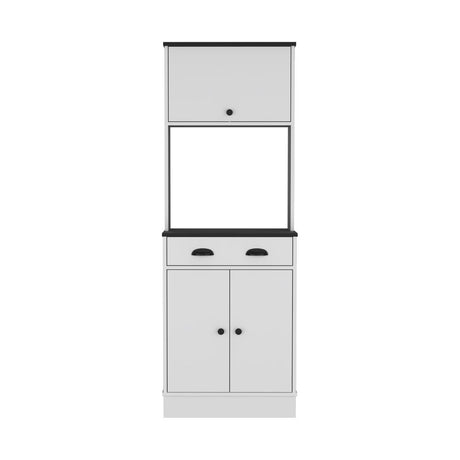 Space-Efficient Pantry Cabinet with Microwave Shelf and Ample Storage