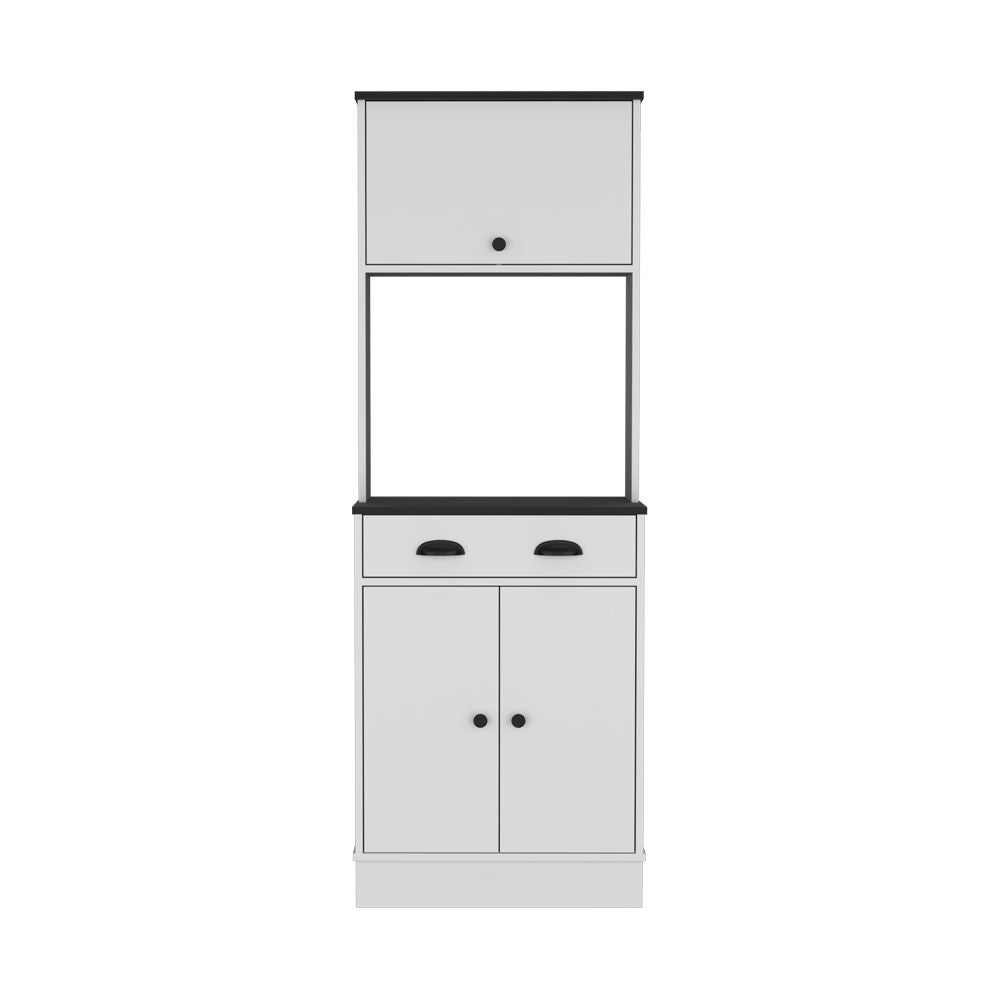 Space-Efficient Pantry Cabinet with Microwave Shelf and Ample Storage