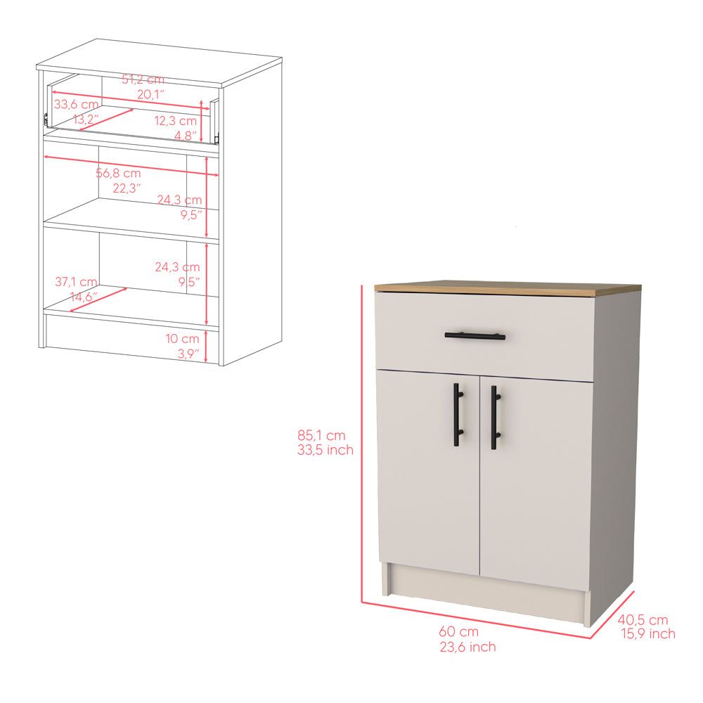 Functional Pantry Cabinet with Countertop, Drawer, and Two-Door Storage