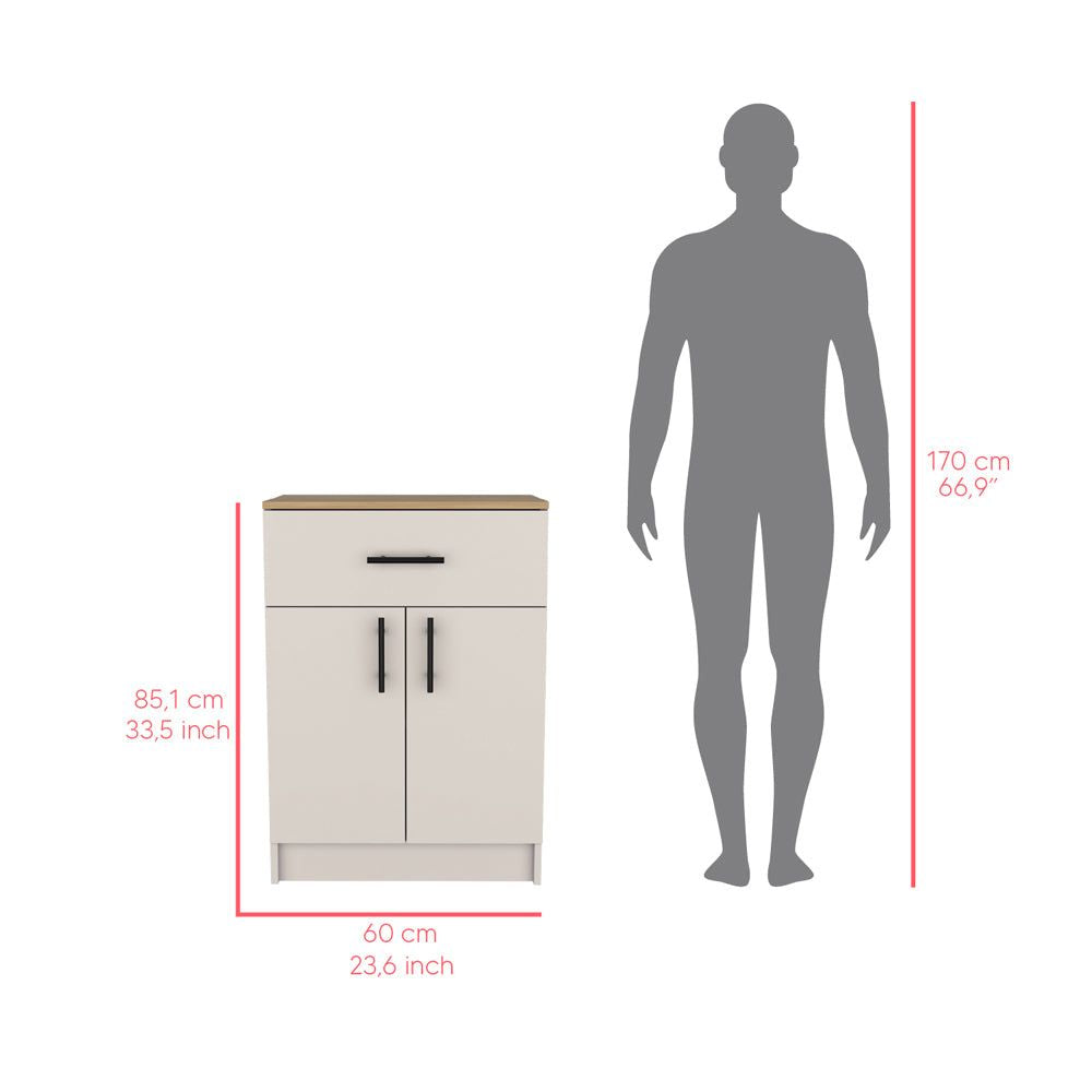 Functional Pantry Cabinet with Countertop, Drawer, and Two-Door Storage