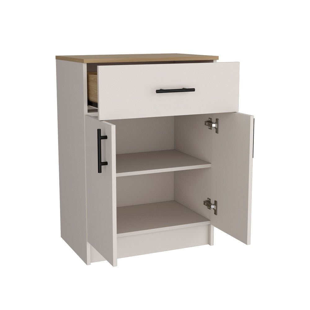 Functional Pantry Cabinet with Countertop, Drawer, and Two-Door Storage