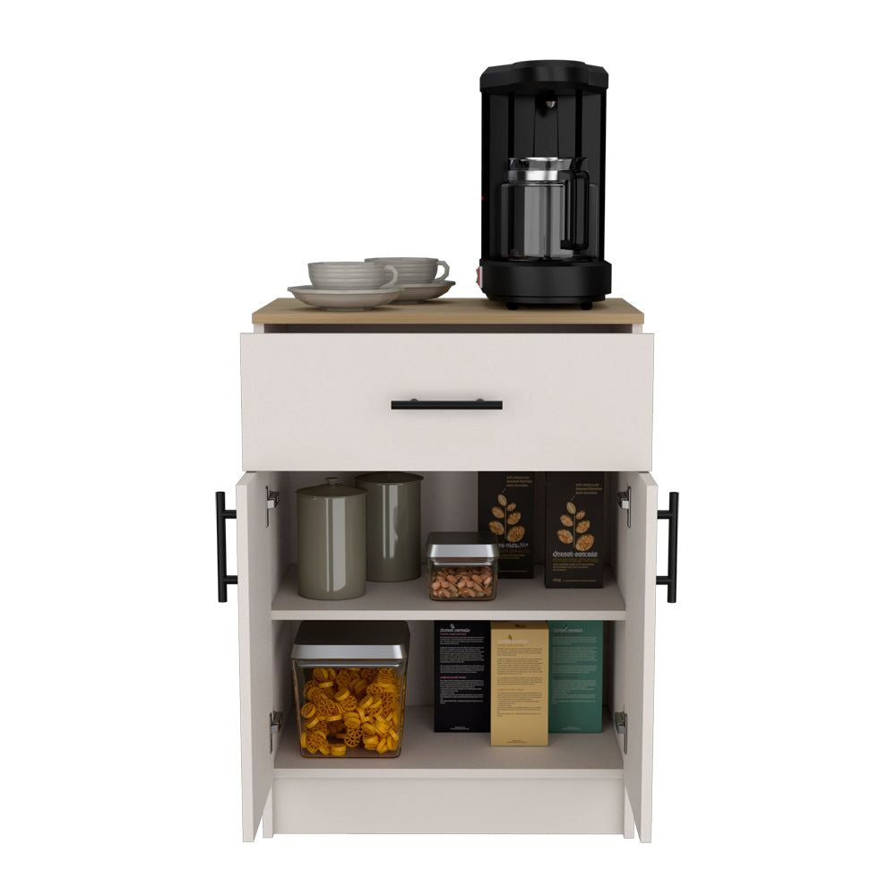 Functional Pantry Cabinet with Countertop, Drawer, and Two-Door Storage