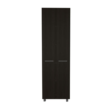 Tall Storage Cabinet with Five Spacious Shelves and Metal Handles