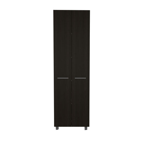 Tall Storage Cabinet with Five Spacious Shelves and Metal Handles