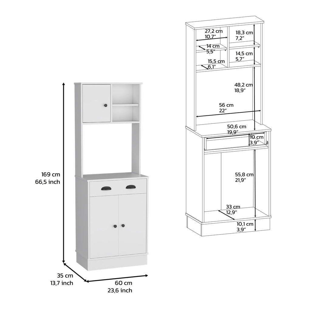 White Pantry Cabinet with Display and Prep Space