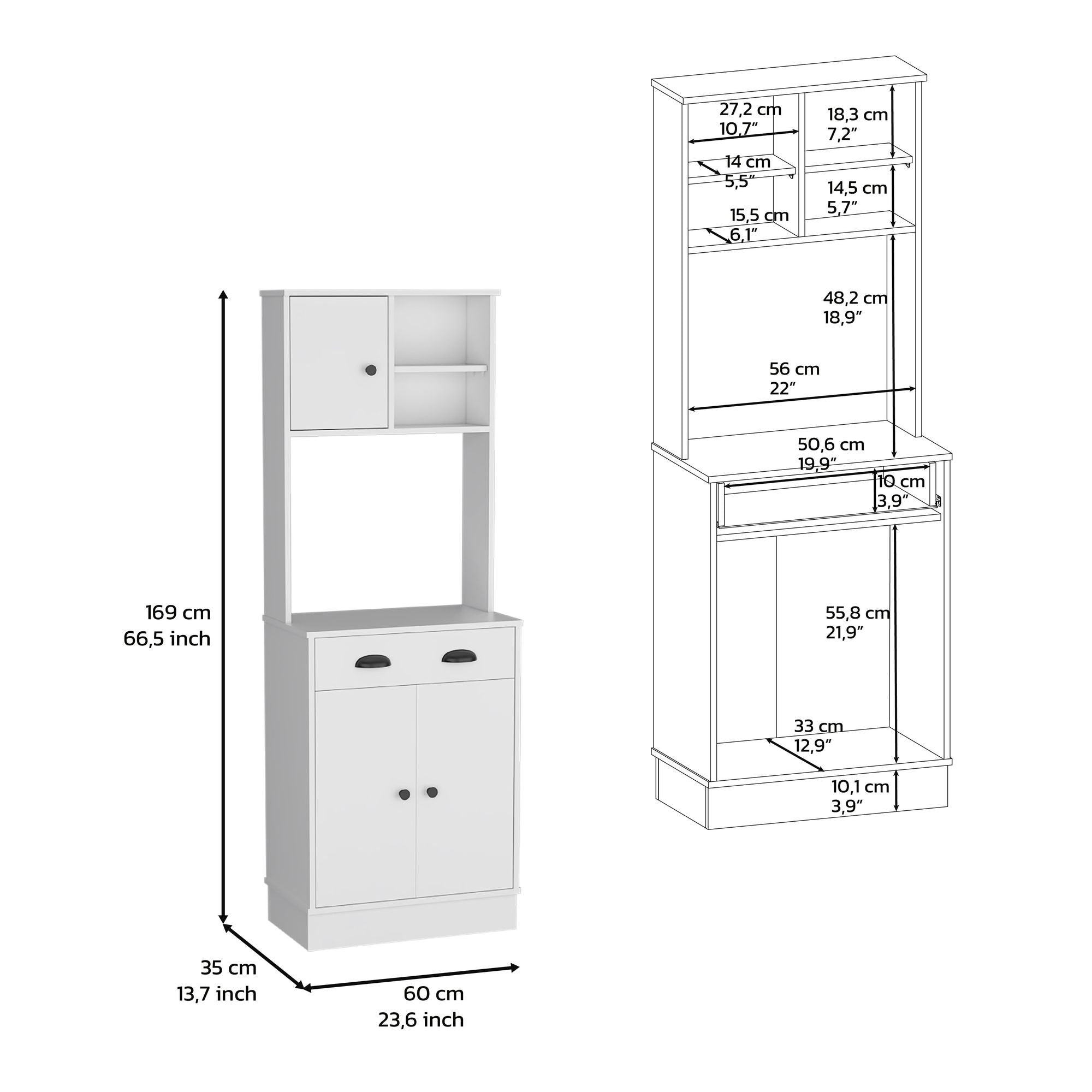 White Pantry Cabinet with Display and Prep Space