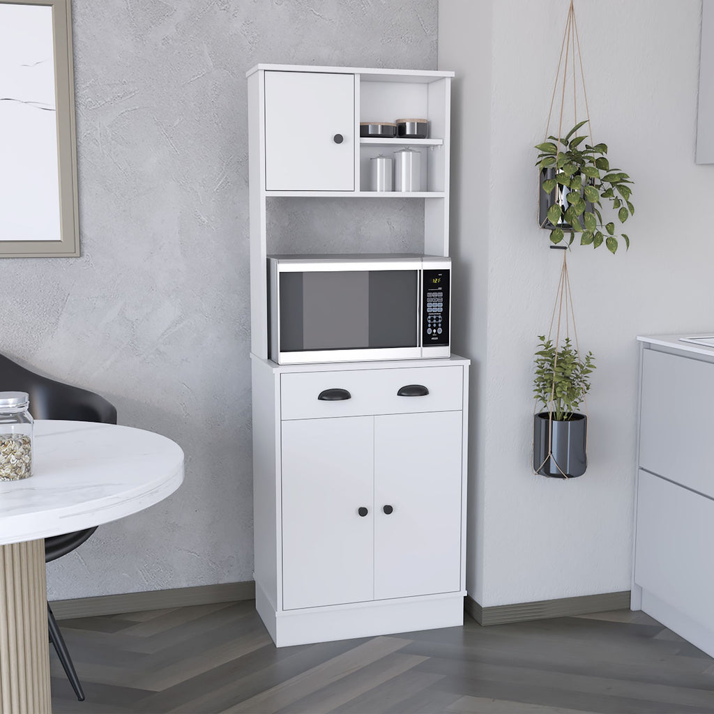 White Pantry Cabinet with Display and Prep Space
