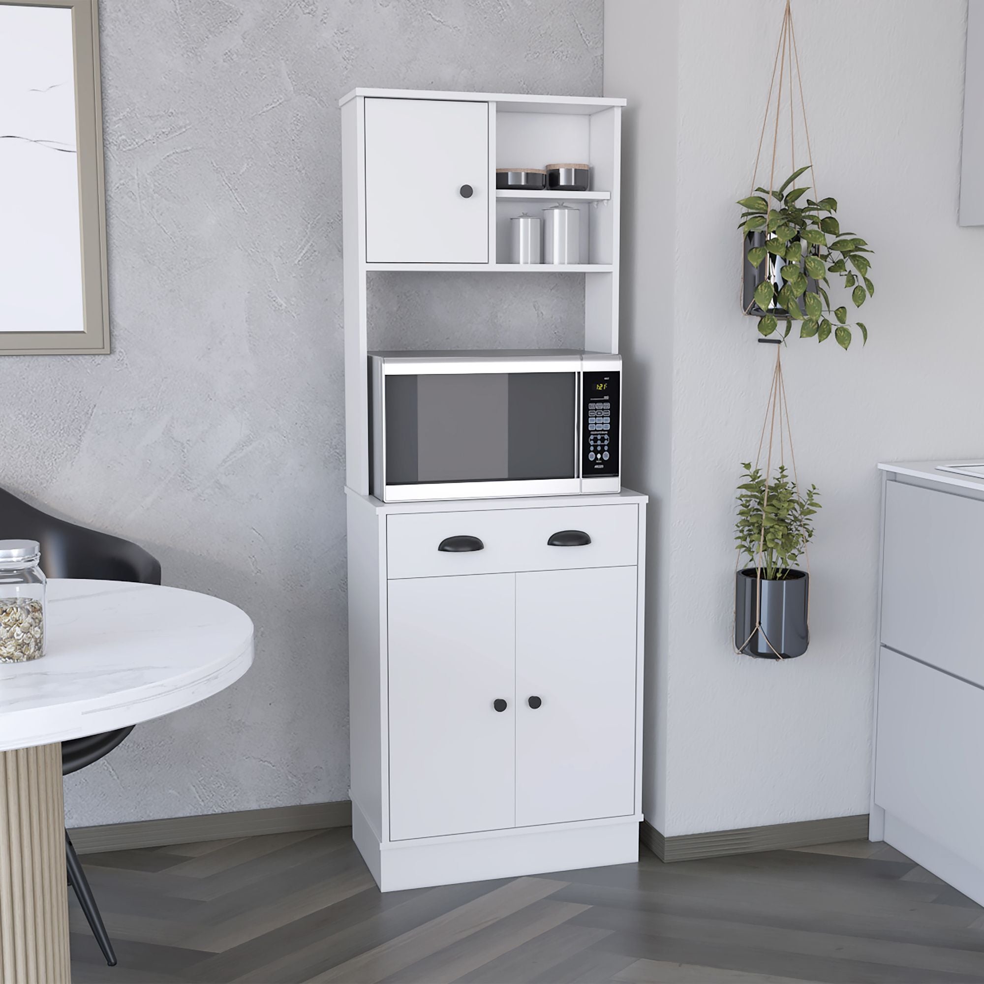 White Pantry Cabinet with Display and Prep Space