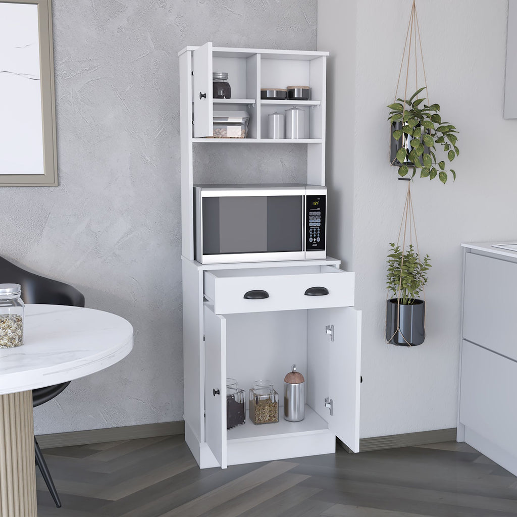White Pantry Cabinet with Display and Prep Space