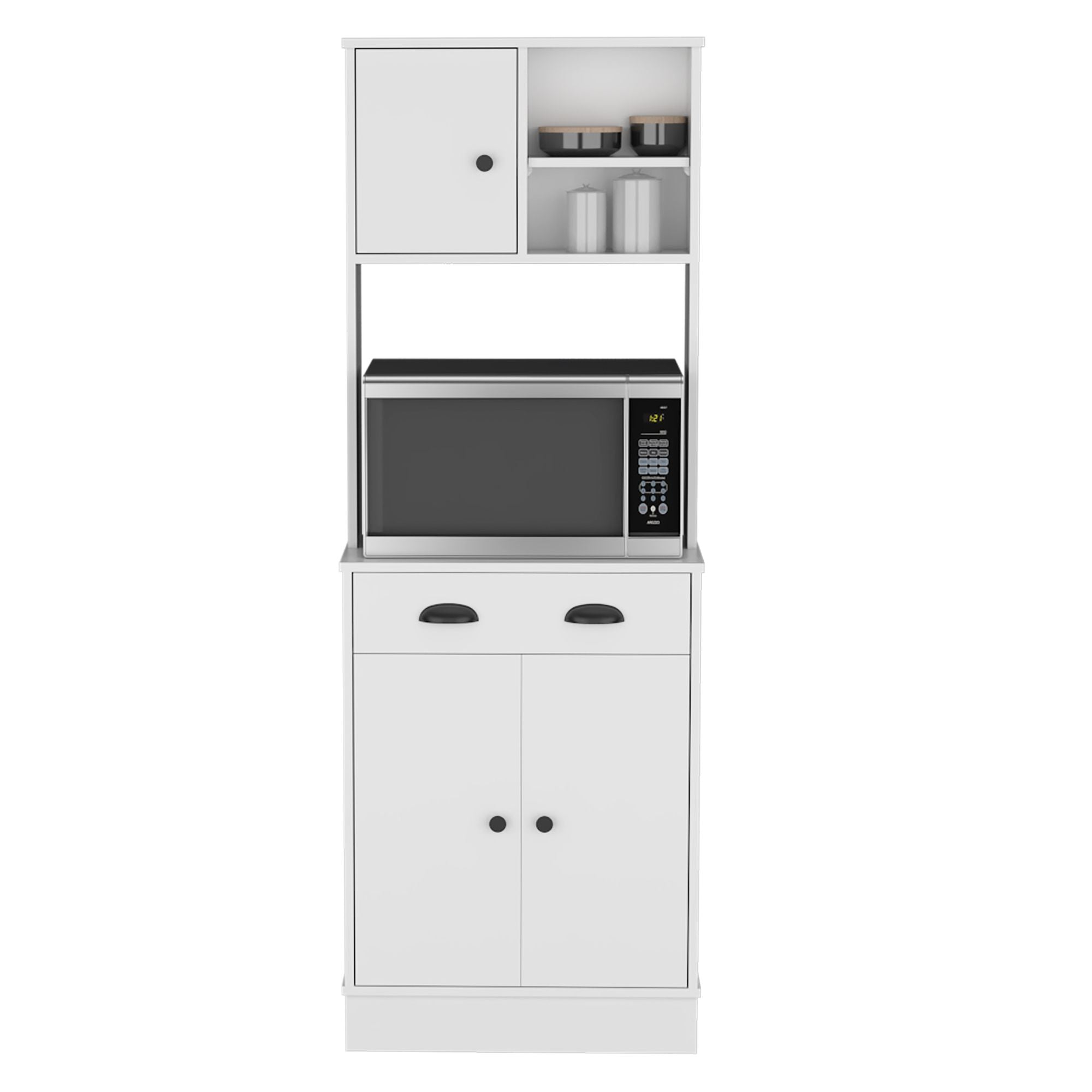 White Pantry Cabinet with Display and Prep Space