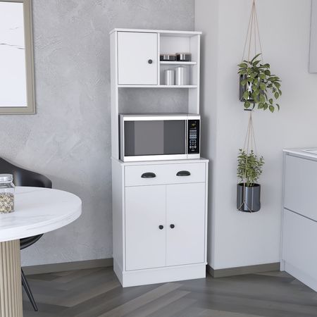 White Pantry Cabinet with Display and Prep Space