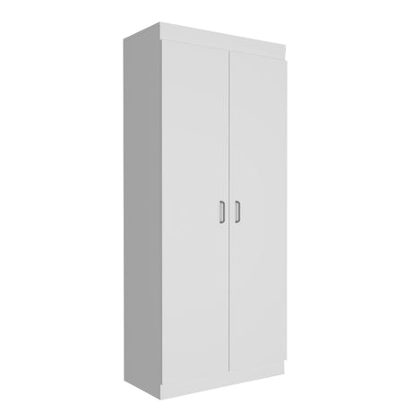 Pantry Double Door Cabinet, Five Shelves,Three Interior Door Shelves, White