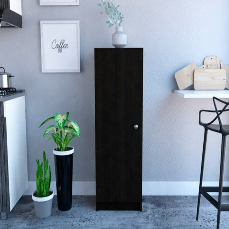 Pantry Miami Single Door Cabinet with Stylish Black Wengue Finish