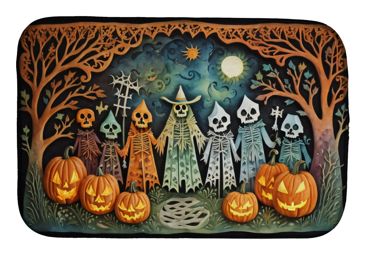 Papel Picado Skeletons Spooky Halloween Dish Drying Mat Absorbent Dish Drying Mat Pad for