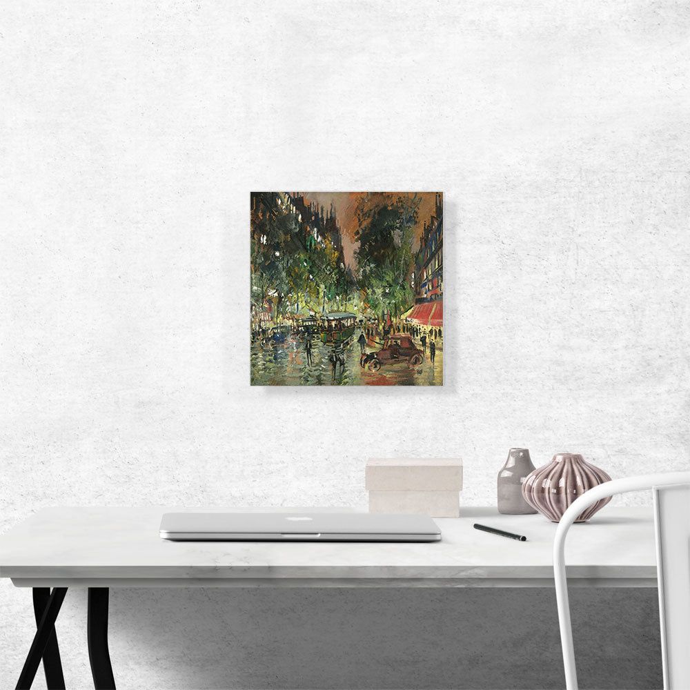 Parisian Boulevard By Night Canvas Wall Art