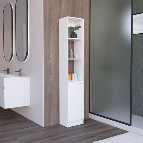 Parks Linen Tall Bathroom Storage Cabinet with 6 Shelves - Adjustable Shelving for Concealed Storage in Kitchen, Living Room, and More