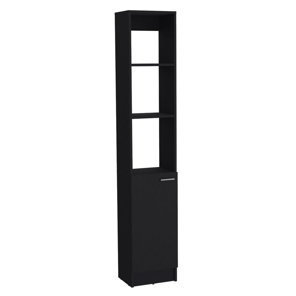 Tall Single-Door Storage Cabinet with Adjustable Shelves for Bathroom or Kitchen