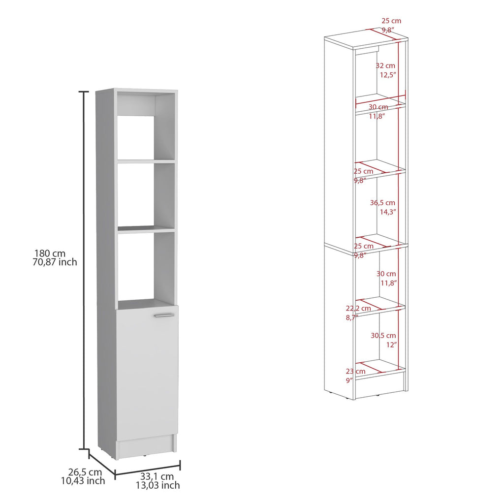 Parks Linen Tall Bathroom Storage Cabinet with 6 Shelves - Adjustable Shelving for Concealed Storage in Kitchen, Living Room, and More