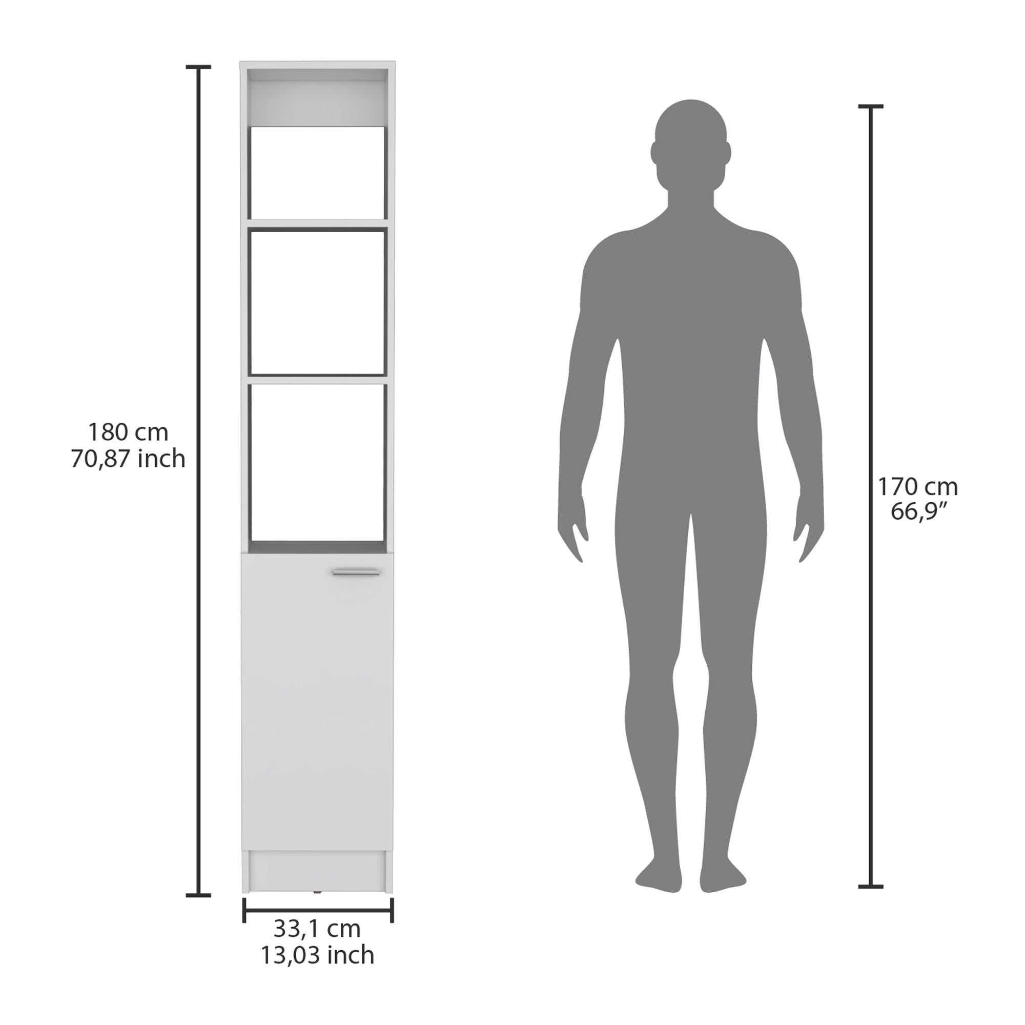 Parks Linen Tall Bathroom Storage Cabinet with 6 Shelves - Adjustable Shelving for Concealed Storage in Kitchen, Living Room, and More