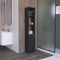 Tall Single-Door Storage Cabinet with Adjustable Shelves for Bathroom or Kitchen