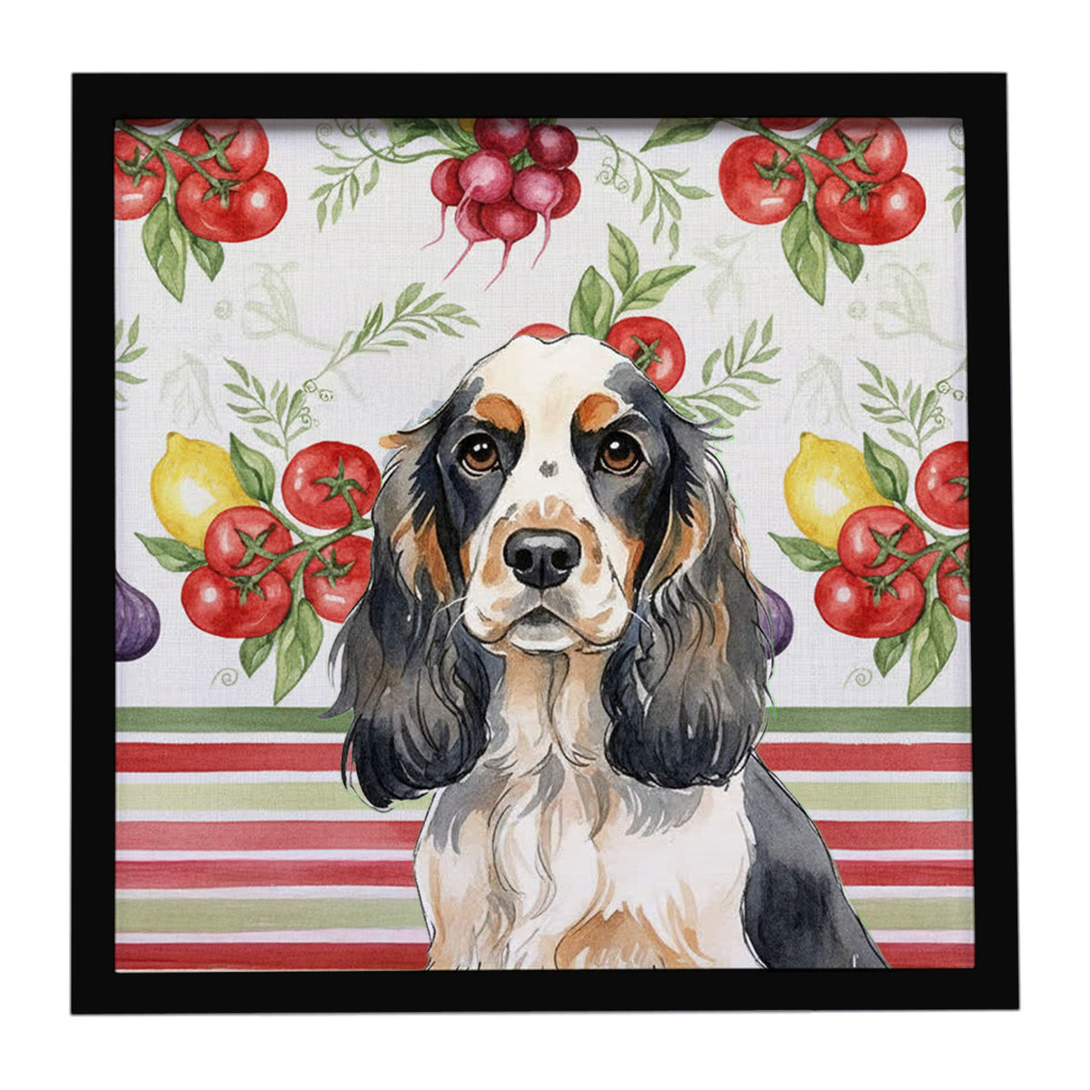 Parti Cocker Spaniel Vegetables Framed Wall Art