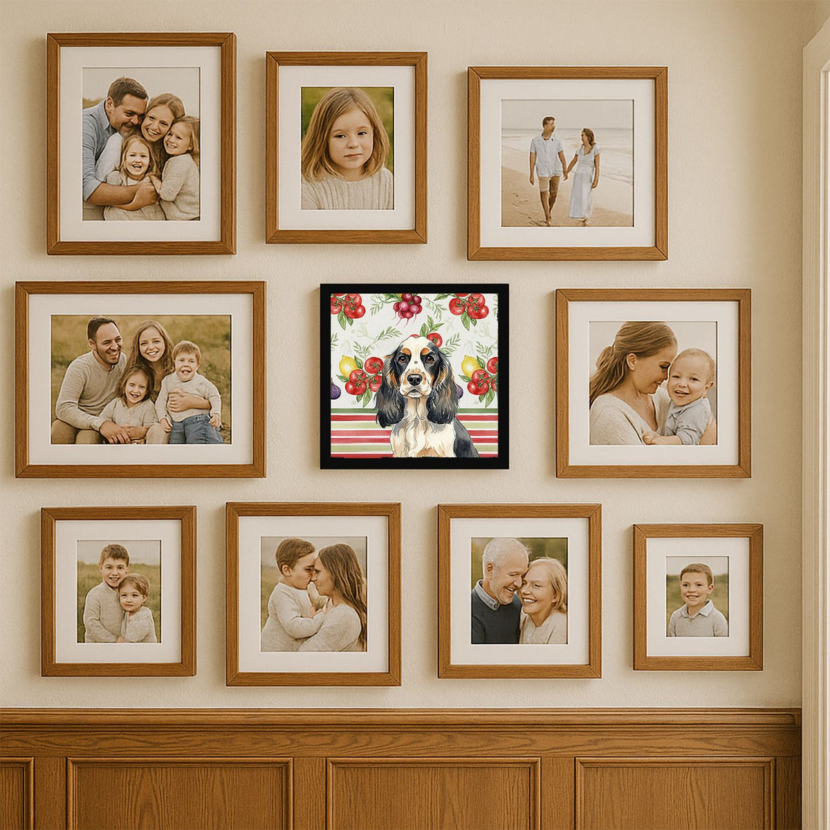 Parti Cocker Spaniel Vegetables Framed Wall Art
