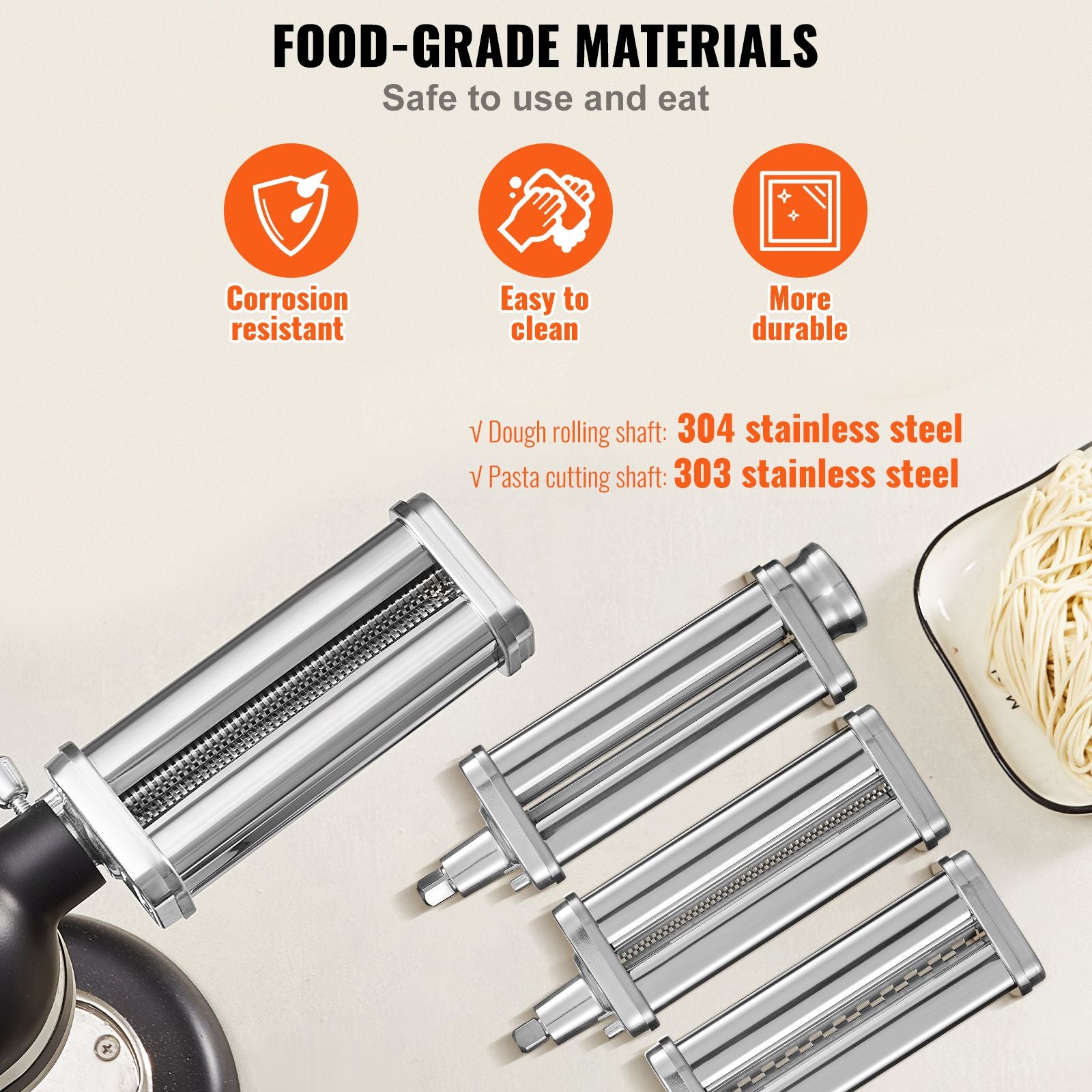 Pasta Attachment Set for KitchenAid Stand Mixers with Adjustable Thickness