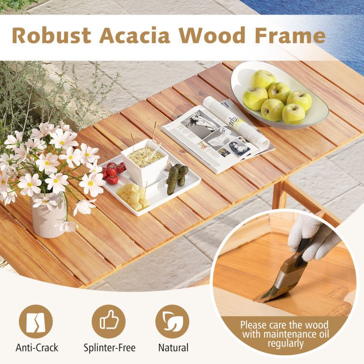 Acacia Wood Patio Bar Set with Comfortable Cushions