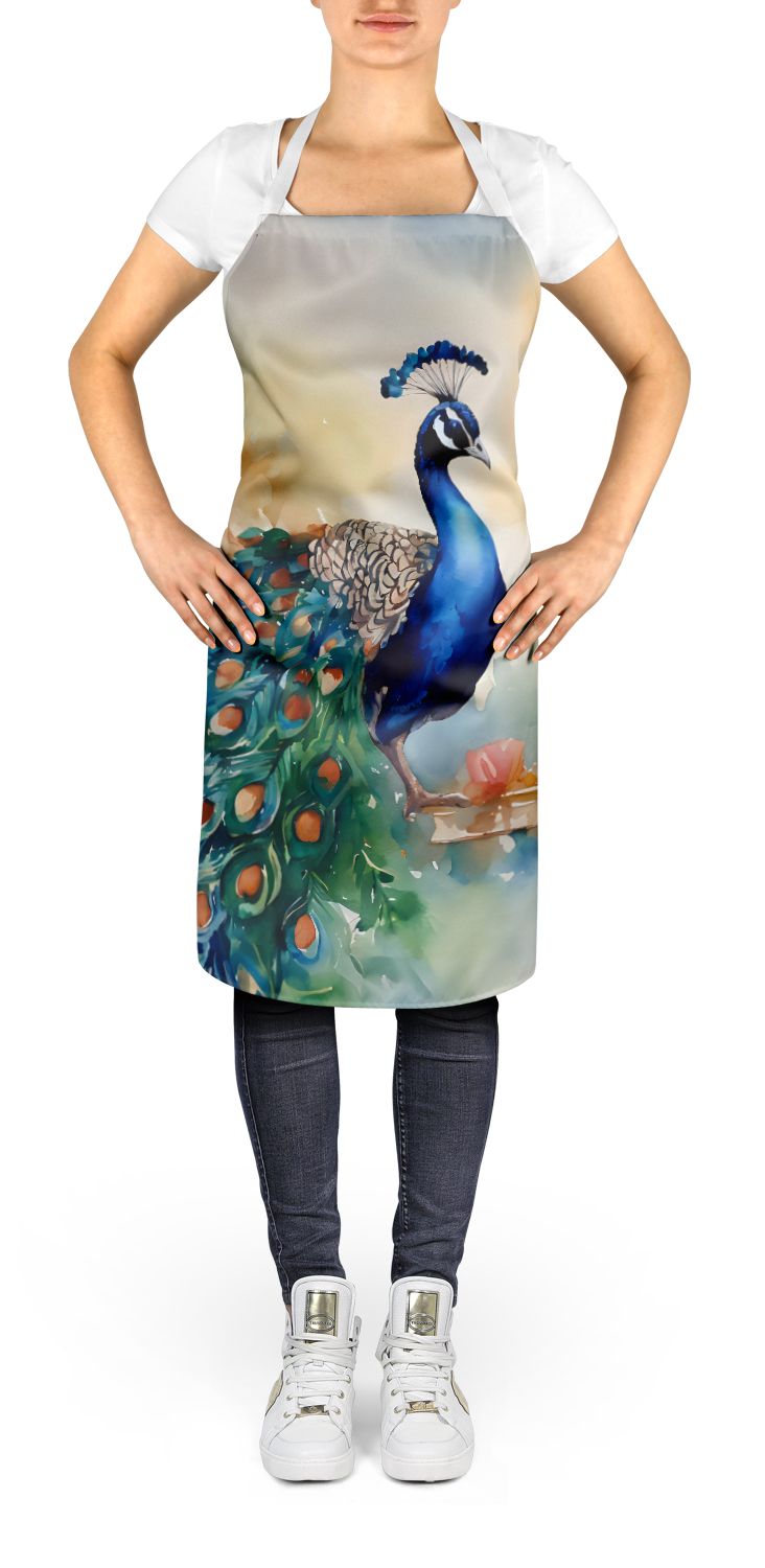 Vibrant Peacock Artwork Bib Apron