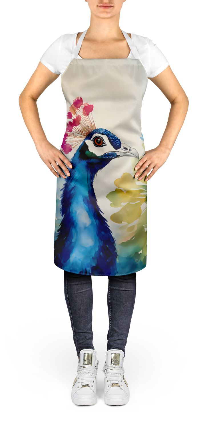 Vibrant Peacock Artwork Bib Apron