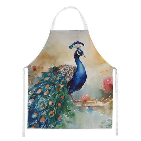 Vibrant Peacock Artwork Bib Apron