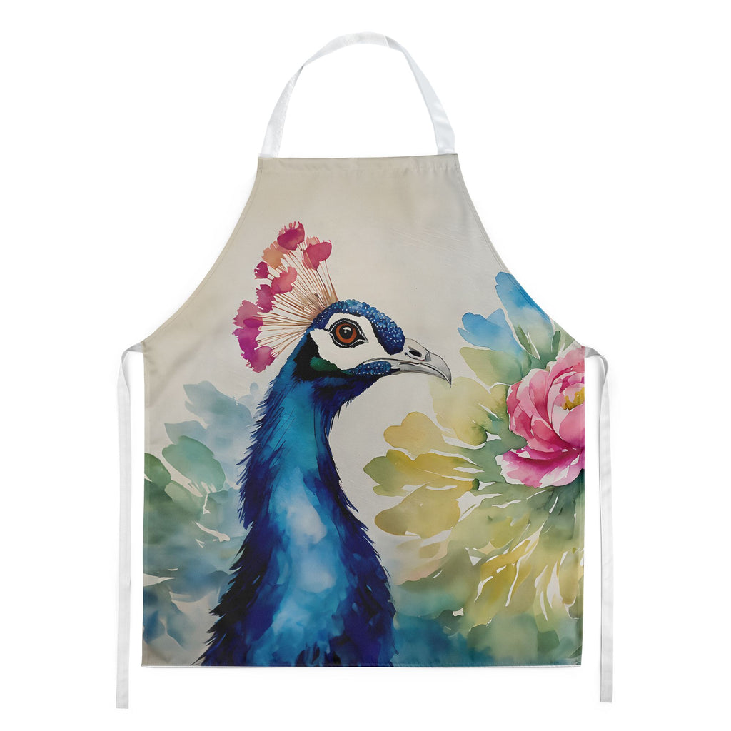 Vibrant Peacock Artwork Bib Apron