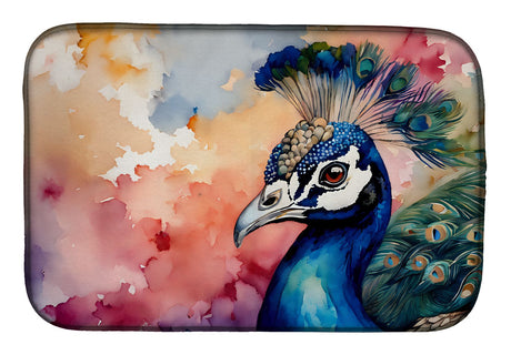 Peacock Artwork Absorbent Dish-Drying Mat
